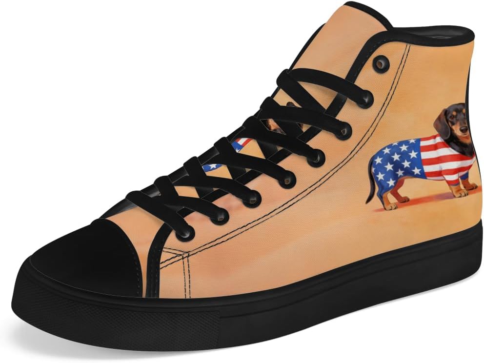 

Мужские и женские высокие кеды с таксой на холщовой подошве, кеды с высокой шнуровкой, повседневная обувь Chebing, синий