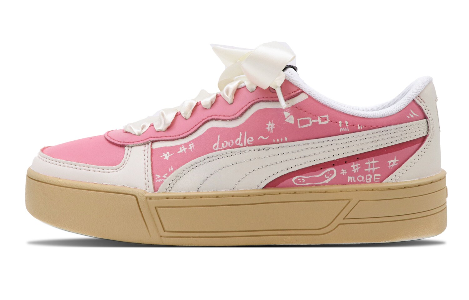 

Женские низкие кроссовки для скейтбординга Skye бежевого/розового цвета Puma
