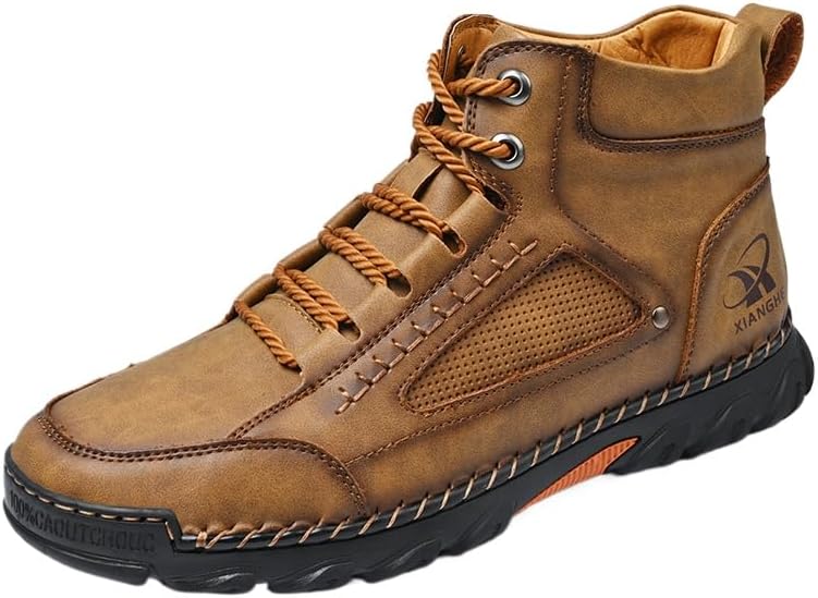 

Мужские повседневные кожаные модные кроссовки-ботинки SWZEC ручной работы, коричневый