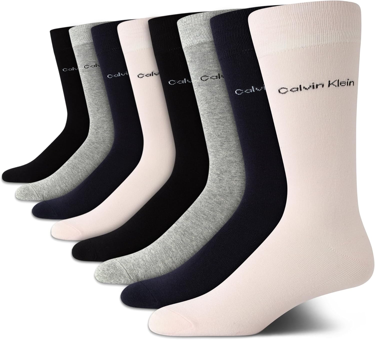 

Мужские носки Calvin Klein под наряд - 8 пар дышащих рабочих носков из хлопковой смеси для мужчин, для повседневного делового и официального ношения, Pink Assorted