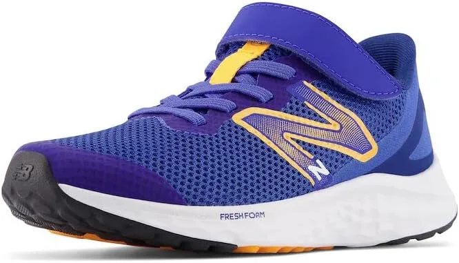 Кроссовки New Balance Unisex-Child Fresh Foam Arishi V4 с шнуровкой, синий/золотой/белый — фото 2