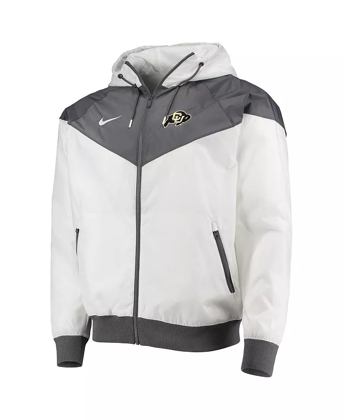 Мужская белая толстовка с капюшоном Colorado Buffaloes Windrunner Raglan на молнии Nike — фото 2