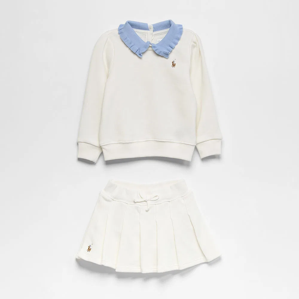 Детский комплект из махрового свитшота и шорт белого цвета от Polo Ralph Lauren Children