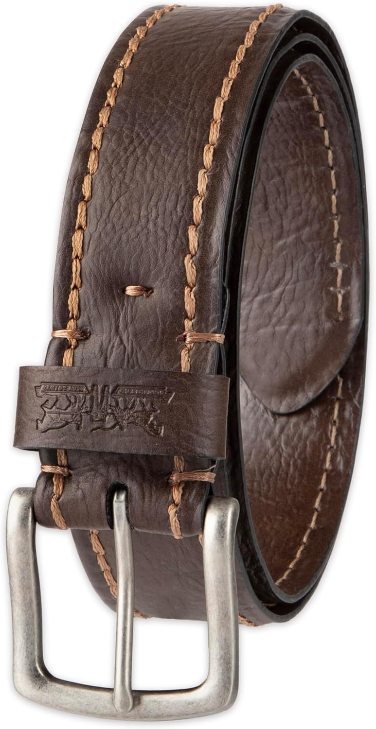 

Мужской ремень Levi's из коричневой и бежевой кожи для повседневной носки. Джинсы., Tan Stitch