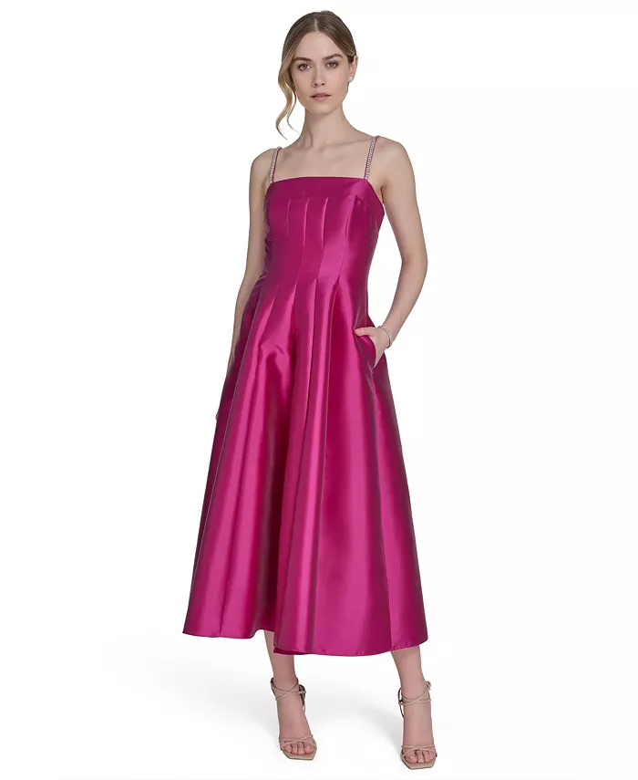 

Женское однотонное платье миди без рукавов с квадратным вырезом Eliza J