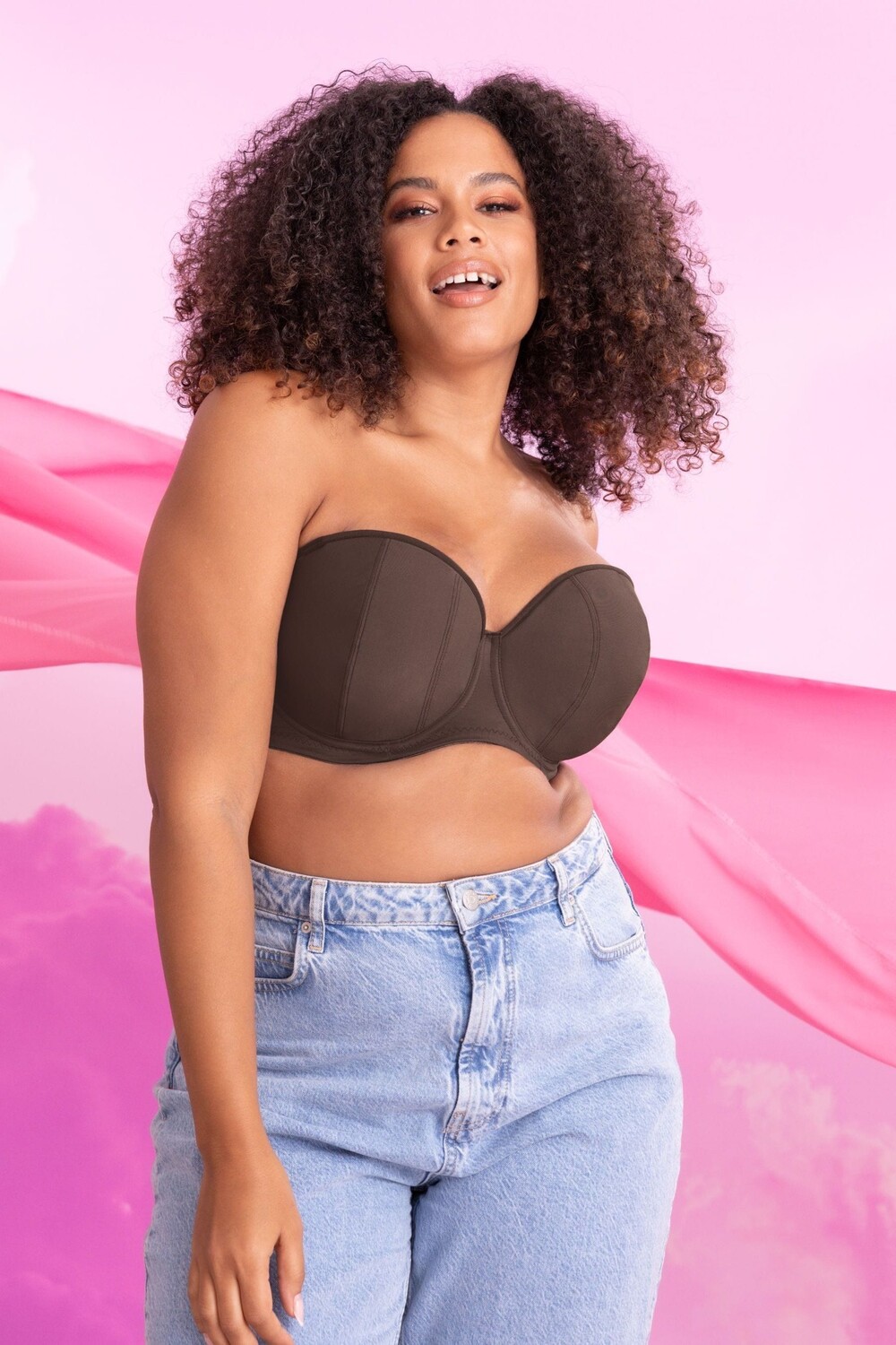 

Роскошный бюстгальтер без бретелек цвета какао Curvy Kate, коричневый