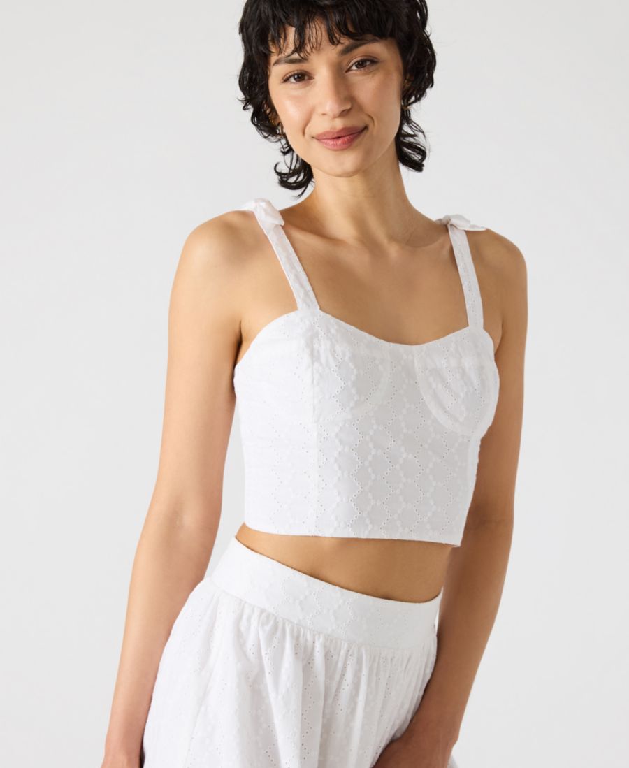 

Женская вышитая блузка с завязками на плечах Steve Madden, White