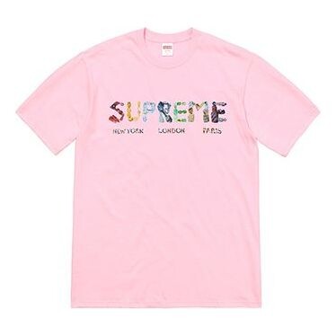 

Футболка ss18 rocks tee light pink logo tee Supreme, розовый