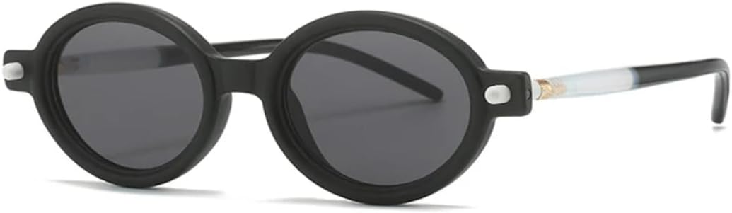 

Солнцезащитные очки для мужчин и женщин - защита UV400 - овальные двухцветные светло-серые с заклепками, для занятий спортом на открытом воздухе и вождения DSVIGF, Matte Black Gray