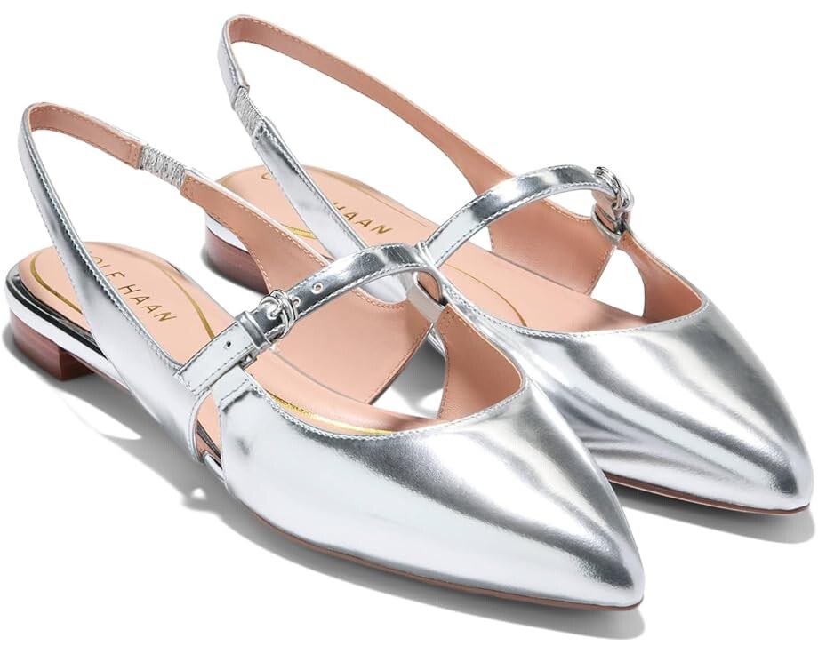 

Туфли на плоской подошве Cole Haan Anya Slingback Flat, цвет Silver Specchio