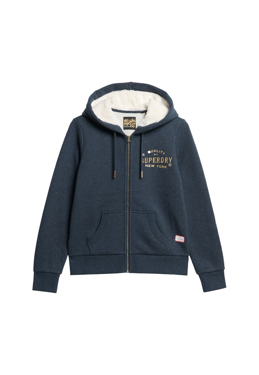 

Толстовка с капюшоном на молнии Superdry Zip-Up Hoodie Luxe, морской синий