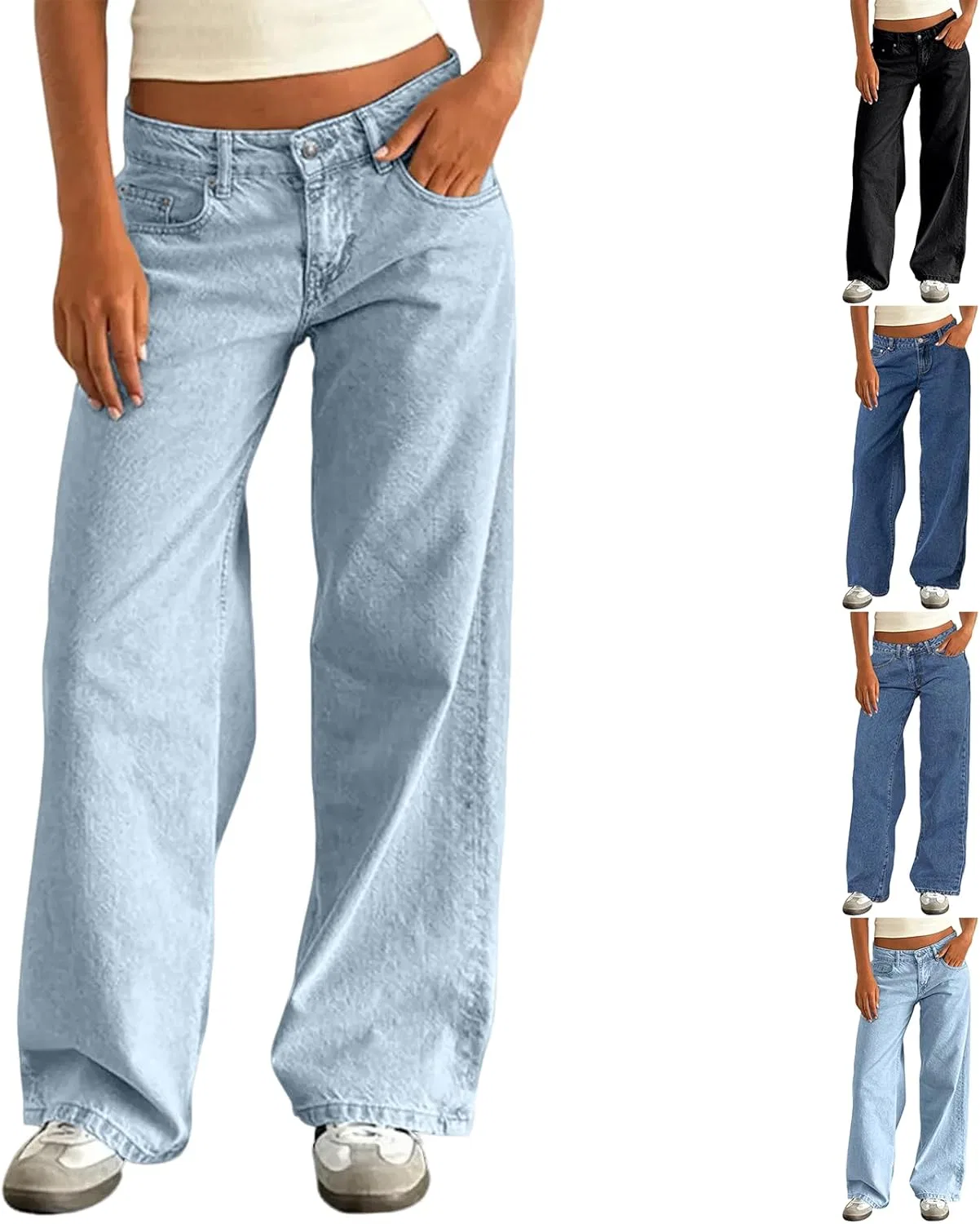 Джинсы свободные Low Rise Jeans, Light Blue