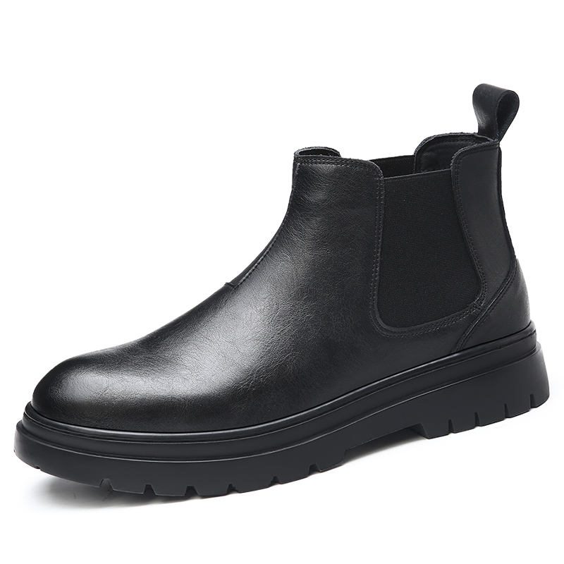 

KACHILANG Мужские короткие челси ботинки черные [с флисовой подкладкой], цвет Black Fleece-Lined