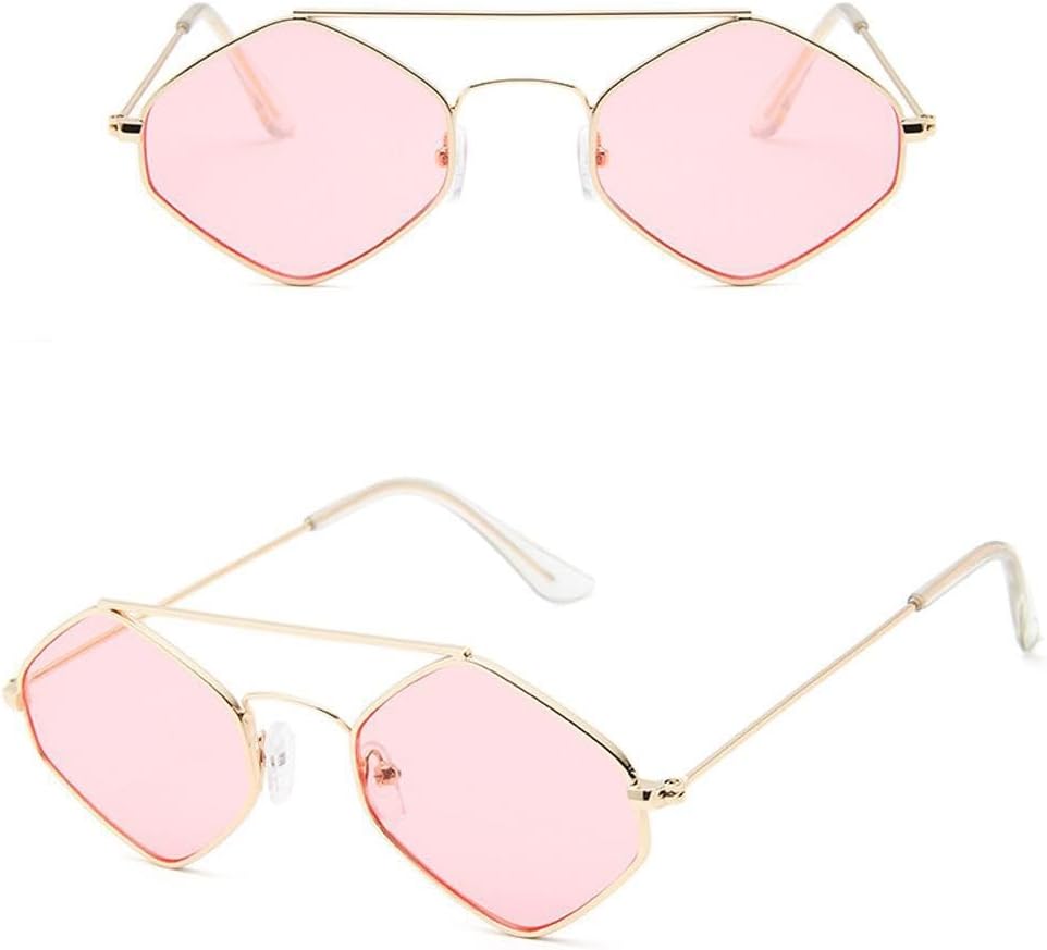 

LVTFCO Модные солнцезащитные очки с бриллиантами для женщин, ретро-стиль, металлические, с двойной оправой, в стиле «дикий стиль», многоугольные, в стиле «океан», 6-gold-pink