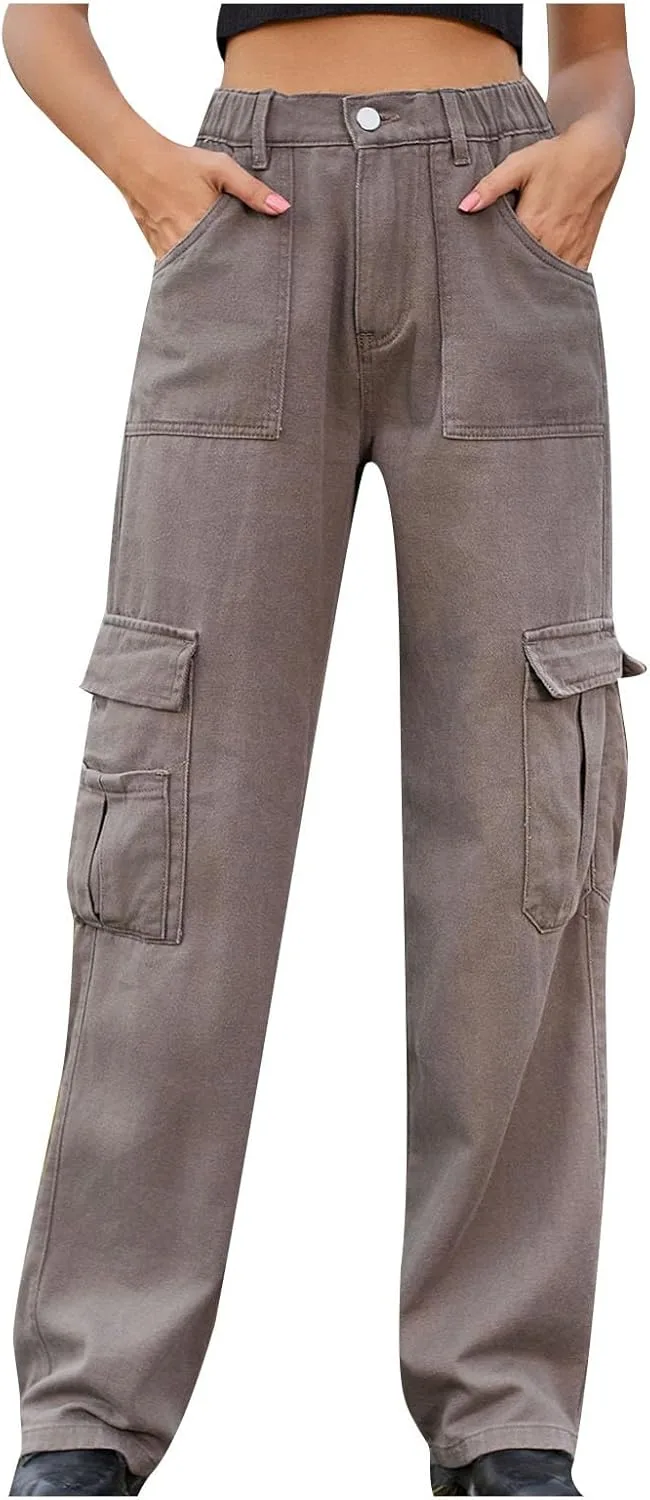 

Женские карго джинсы с 6 карманами, широкие, oversize, high waisted