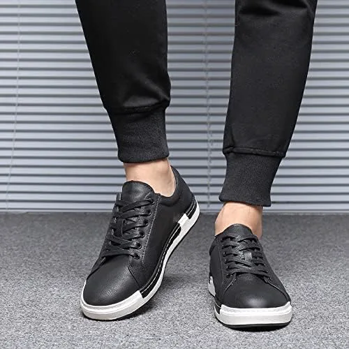 

Мужские классические кроссовки Santimon Mens, модные кожаные, спортивные с шнуровкой, оксфорды, черный