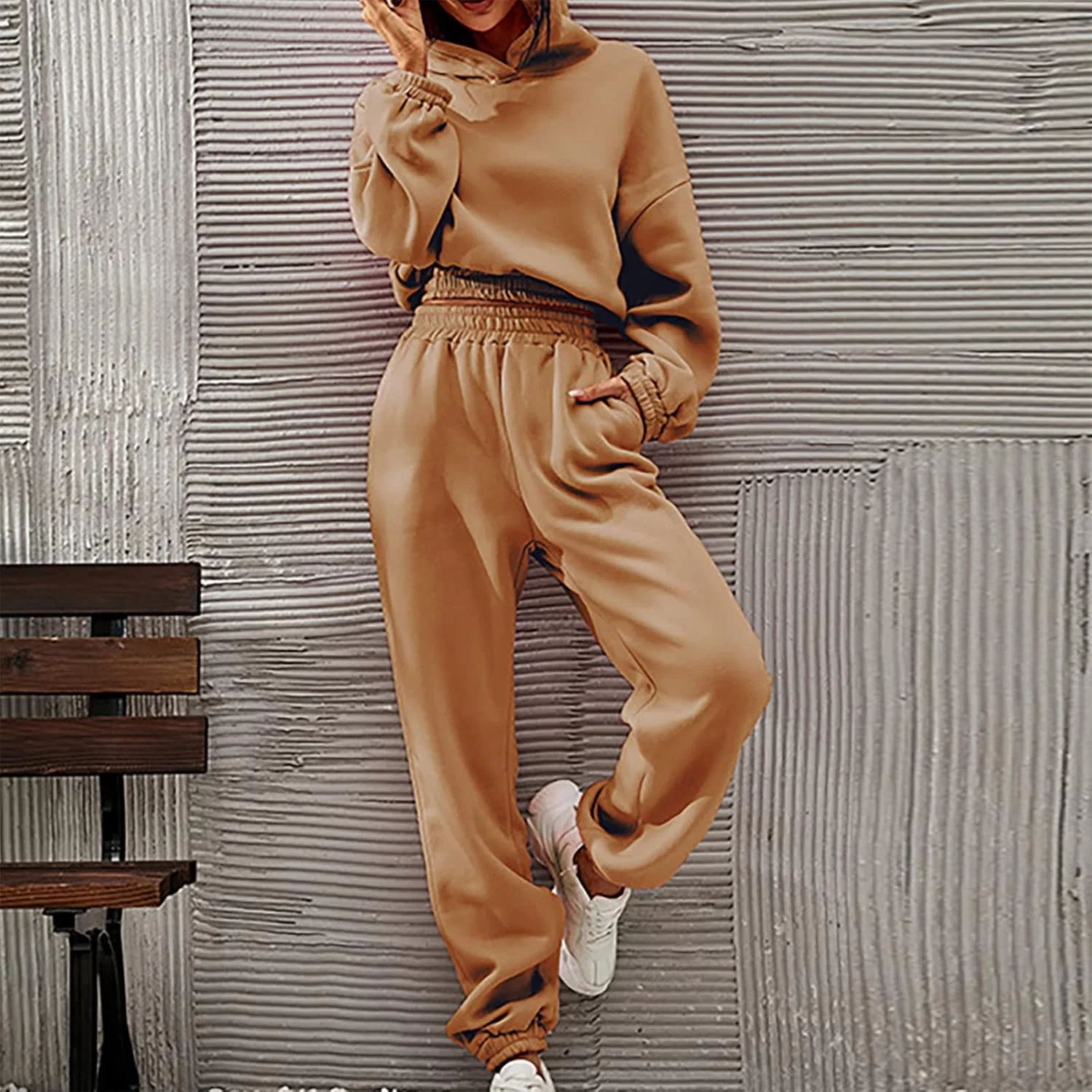 Спортивный костюм из флиса, худи и шорты, 2 предмета, Khaki — фото 3