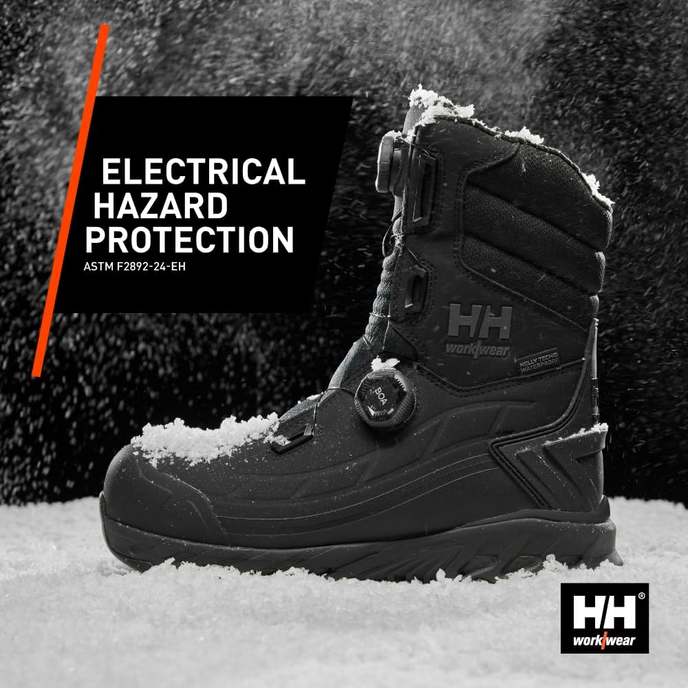 Helly-Hansen Bifrost BOA мужские зимние рабочие ботинки waterproof - кожа с технологией Solarcore, утеплитель Primaloft 400 г, нескользящая подошва, защита от электростатического разряда Helly Hansen, 990 Black — фото 4