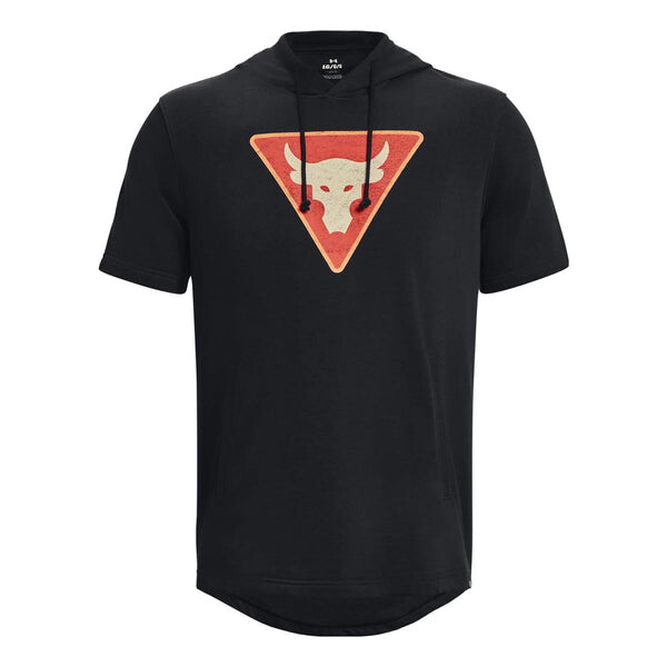 

Толстовка project rock terry short sleeve hoodie 'black' Under Armour, черный