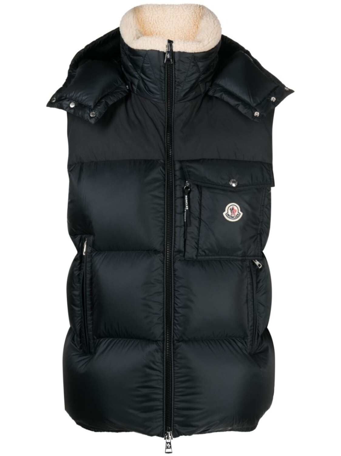 

Дутый жилет с капюшоном Moncler, черный