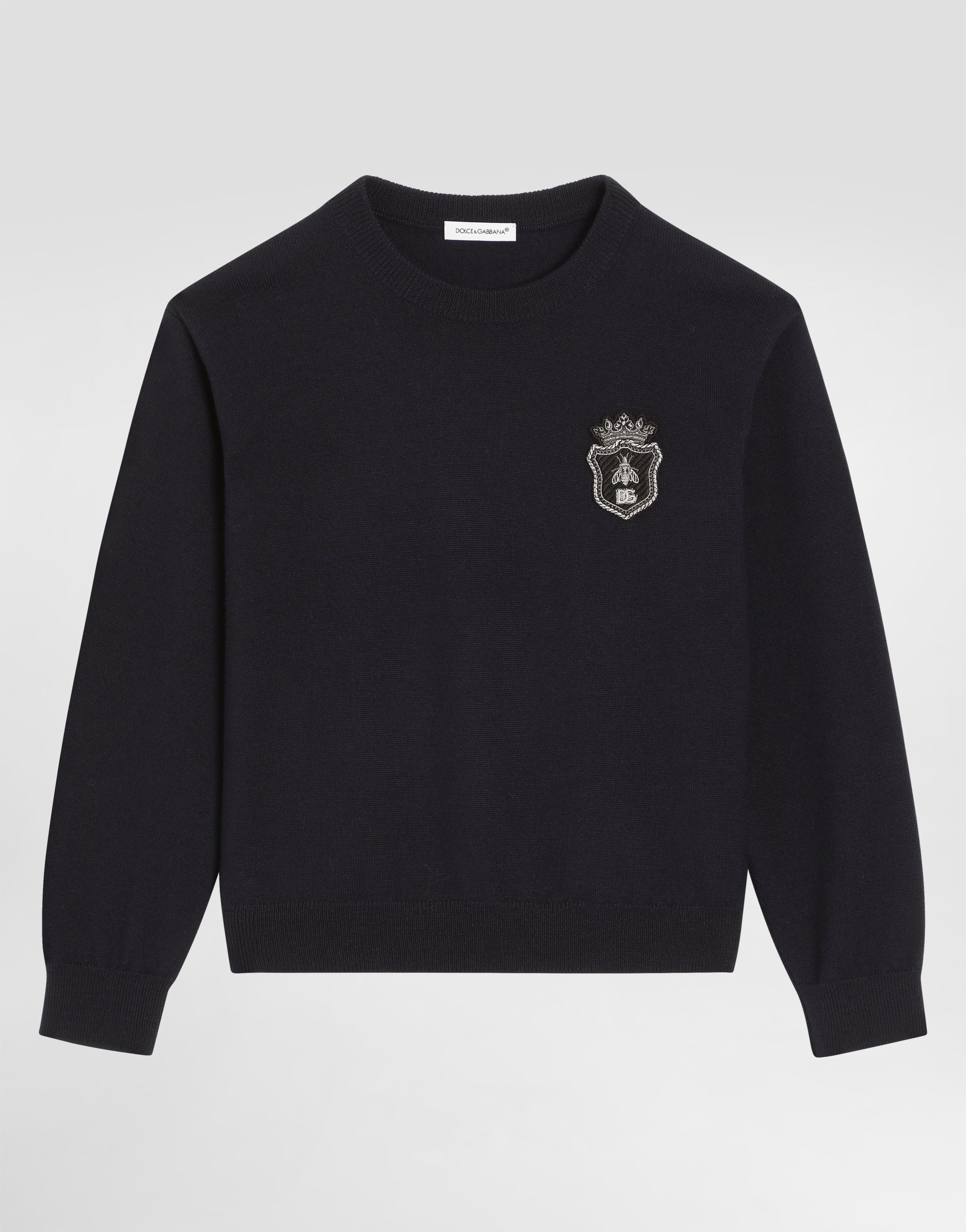 

Свитер с круглым вырезом из трикотажа "стокинет" DOLCE & GABBANA, синий