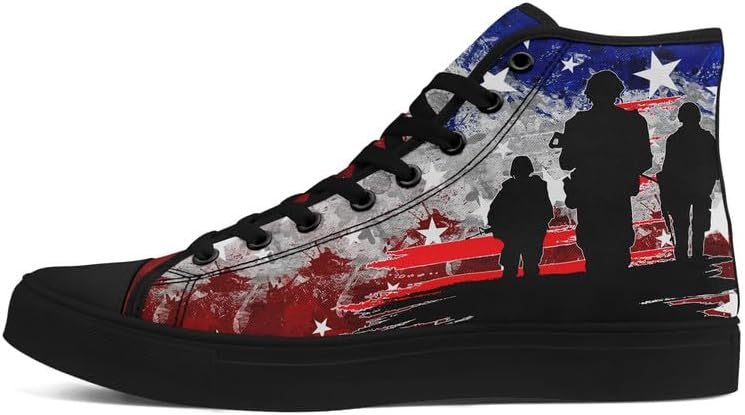 

Высокие кеды на шнуровке для мужчин и женщин с флагом США, классические модные повседневные кроссовки для празднования американской независимости Awsole, черный