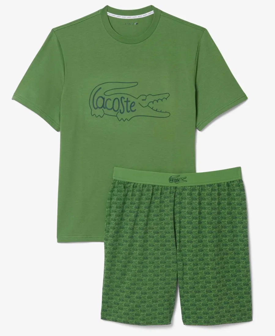 Комплект мужской Lacoste Футболка и шорты, 100% хлопок, темно-синий — фото 4