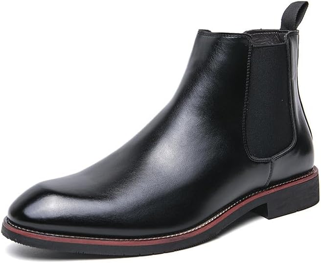 

Мужские кожаные ботинки Chelsea Santimon, классические слипоны, повседневные ботинки до щиколотки, черный
