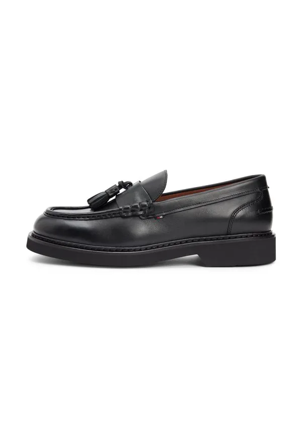 Сверхлегкие кожаные лоферы с кисточками (слипоны) Tommy Hilfiger, Black