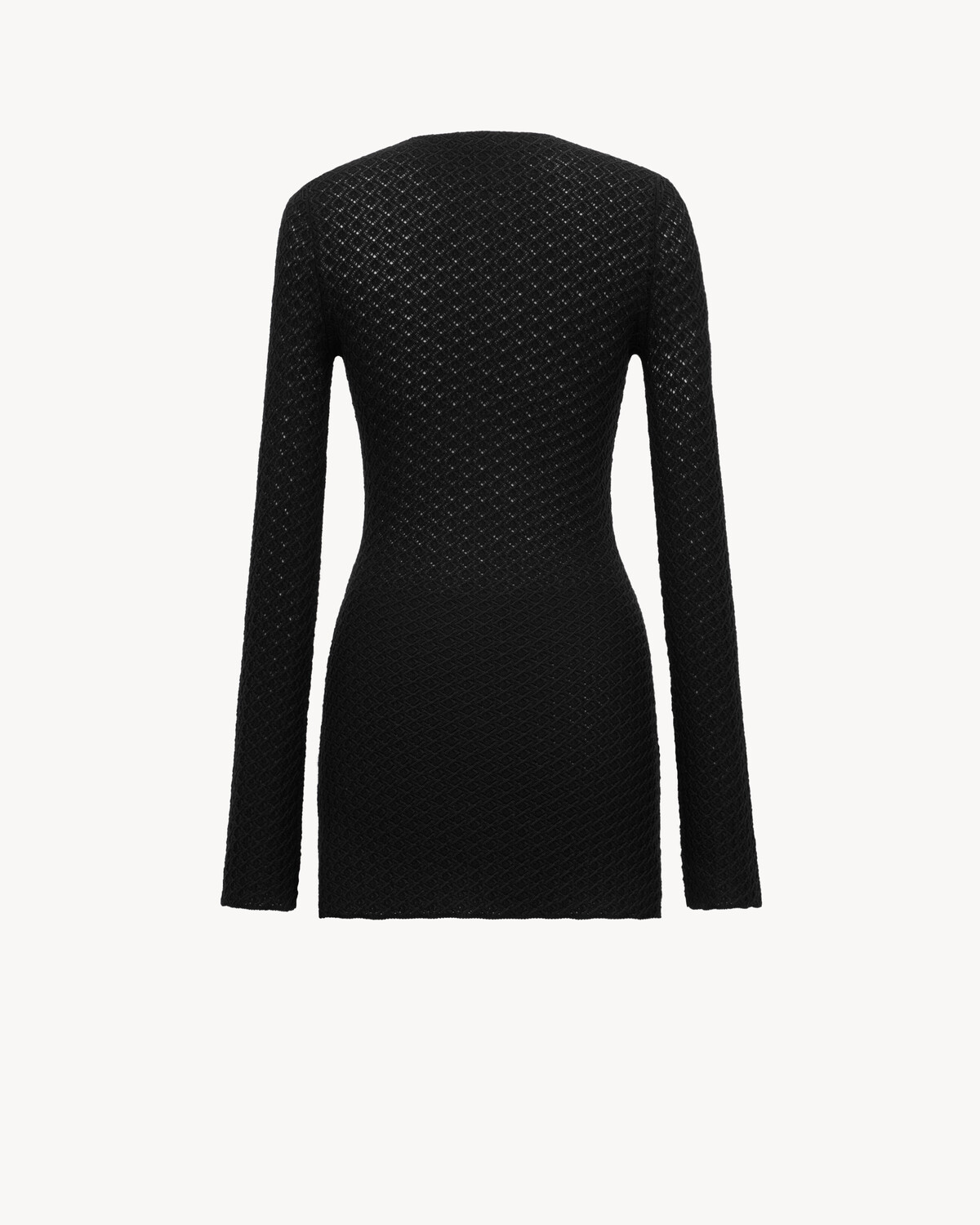Мини-платье из вязаного крючком трикотажа SAINT LAURENT, черный — фото 2