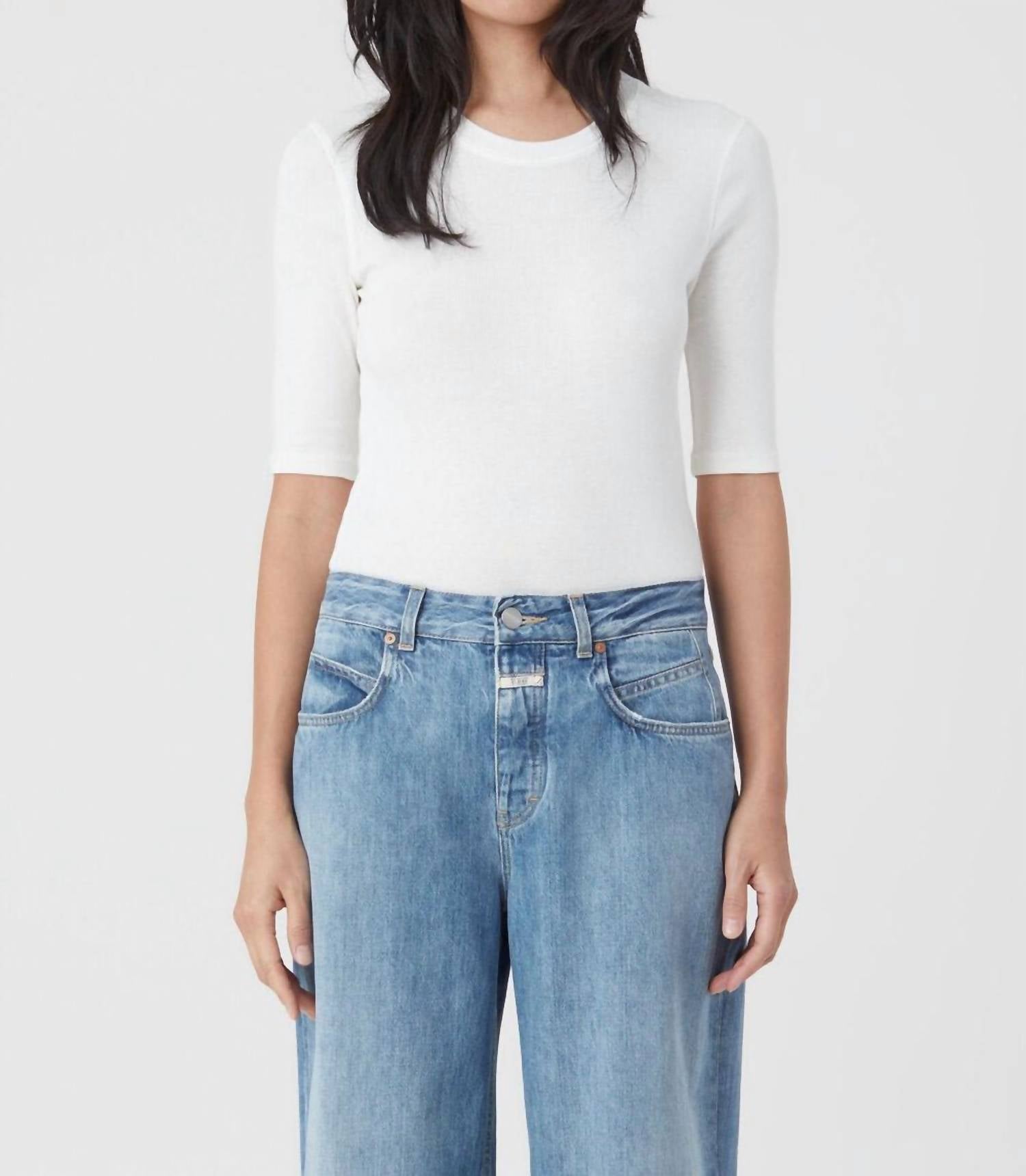 

Топ с широким вырезом и короткими рукавами цвета слоновой кости Closed, слоновая кость