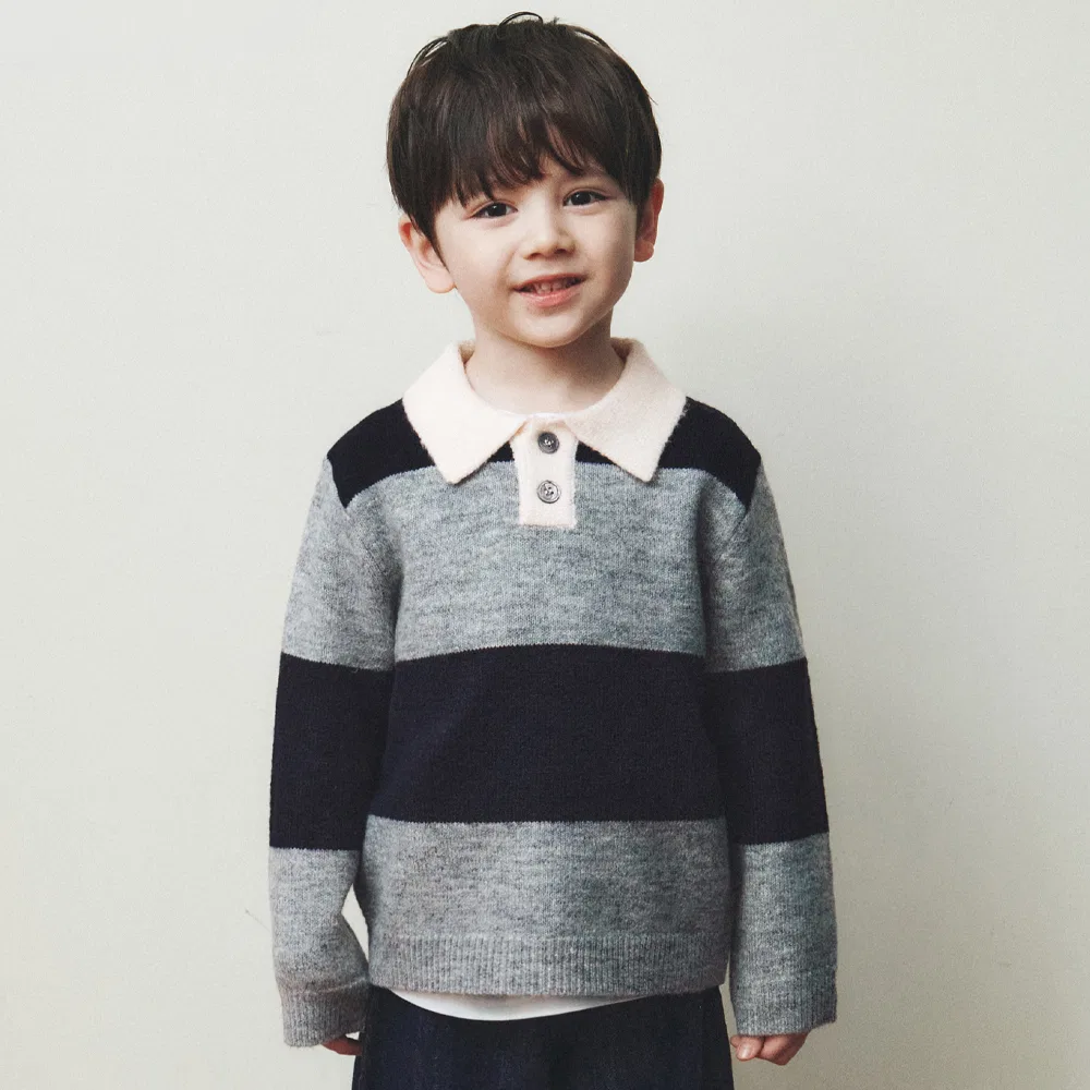 Набор из 2 детских вязаных поло Always Stripe от Wednesdayoasis Kids — фото 3