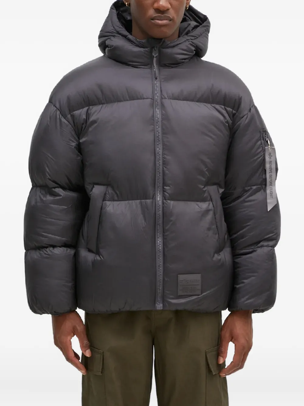 

Стеганая куртка с капюшоном Alpha Industries, серый