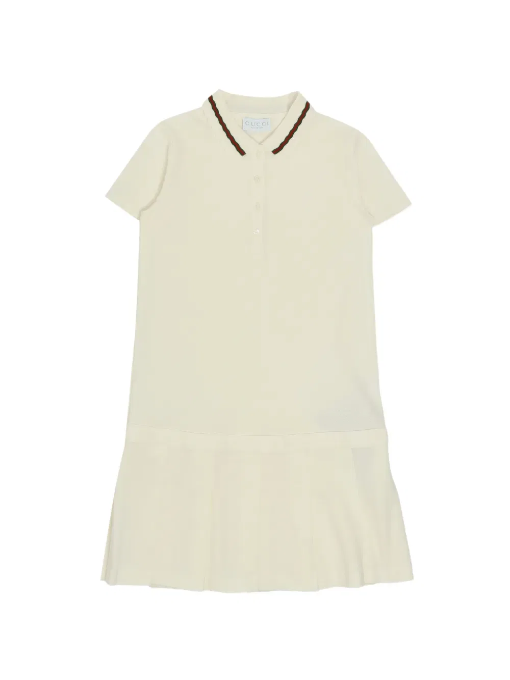 Плиссированное платье в полоску Web-Stripe Gucci Kids, белый