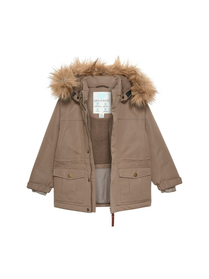 Зимняя куртка enfant Winterjacke ENJacket 240149 Winterjacke mit Fellimitat-Kapuze, коричневый — фото 3