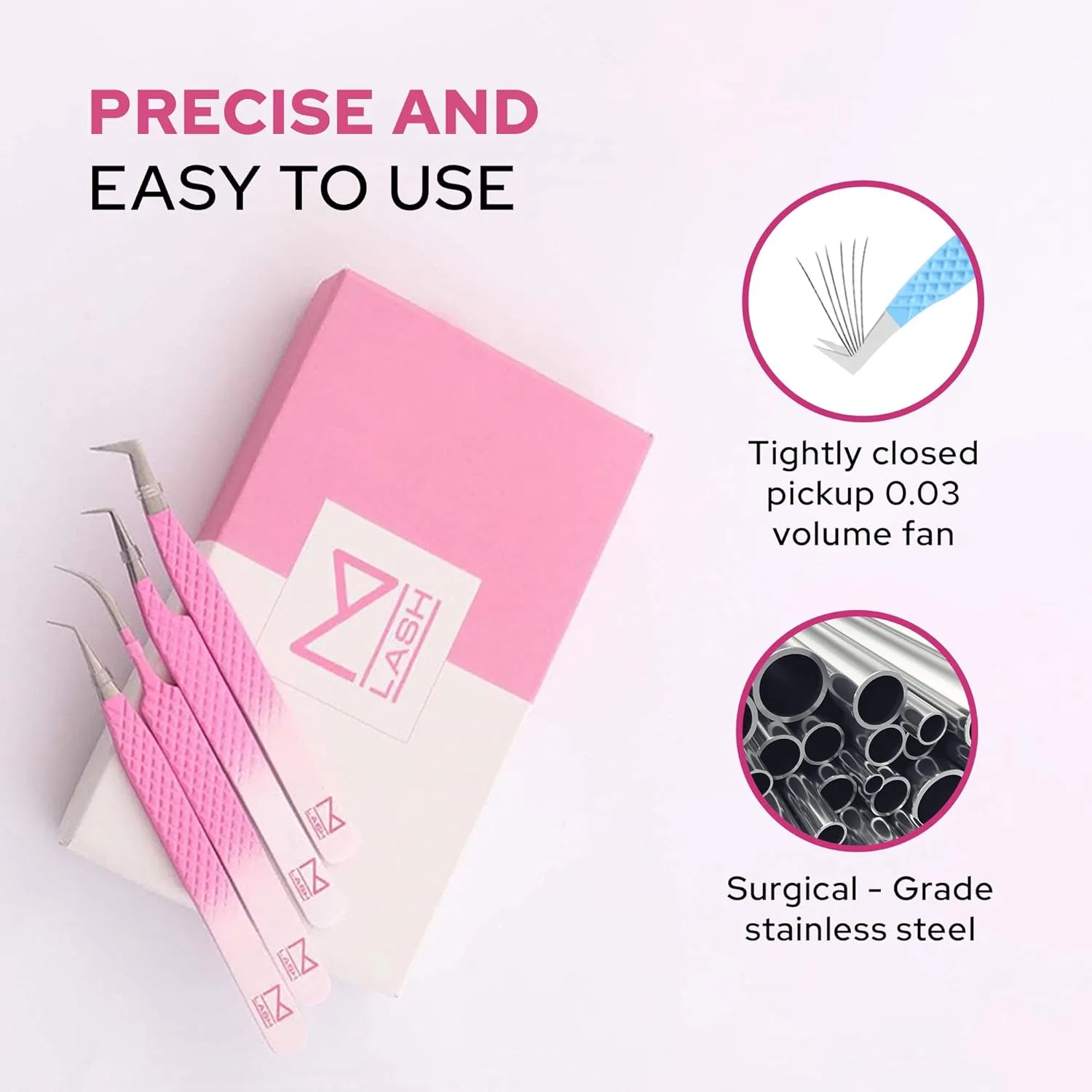 Набор пинцетов для ресниц M LASH Diamond Grip 4 шт Ombre M Beauty Studio — фото 3