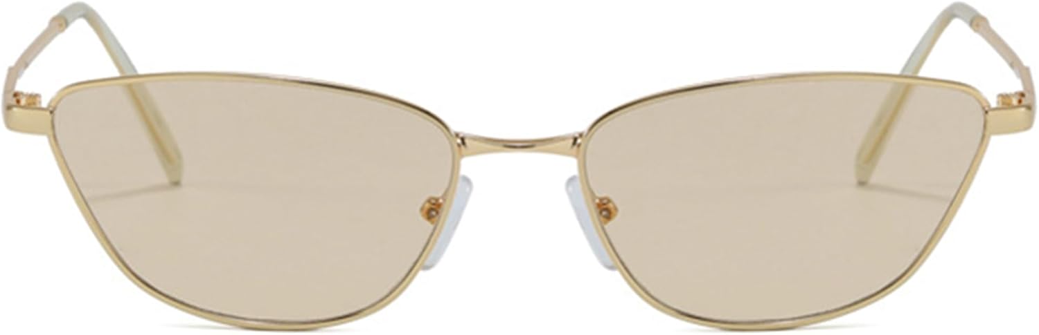 

Солнцезащитные очки Bullabulling в стиле ретро «кошачий глаз» с металлическим оправой для женщин и мужчин, модные винтажные солнцезащитные очки в золотой оправе в стиле 90-х, для активного отдыха, Gold Champagne