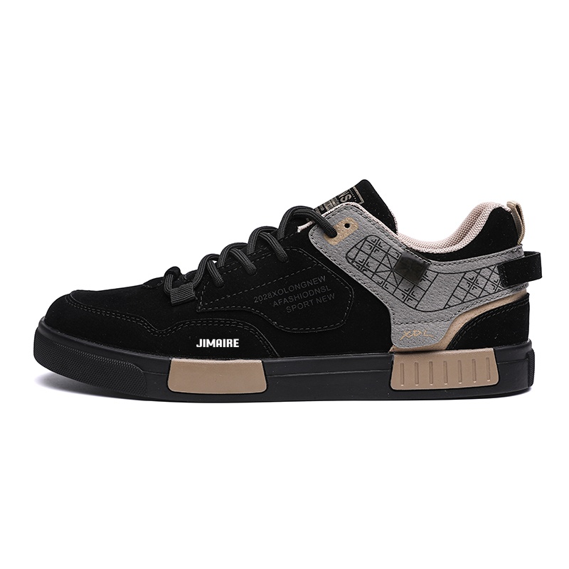 

King Jinmai Скользоустойчивые мужские низкие скейтерские кроссовки Black Khaki весна-осень, цвет Black Khaki Spring Fall