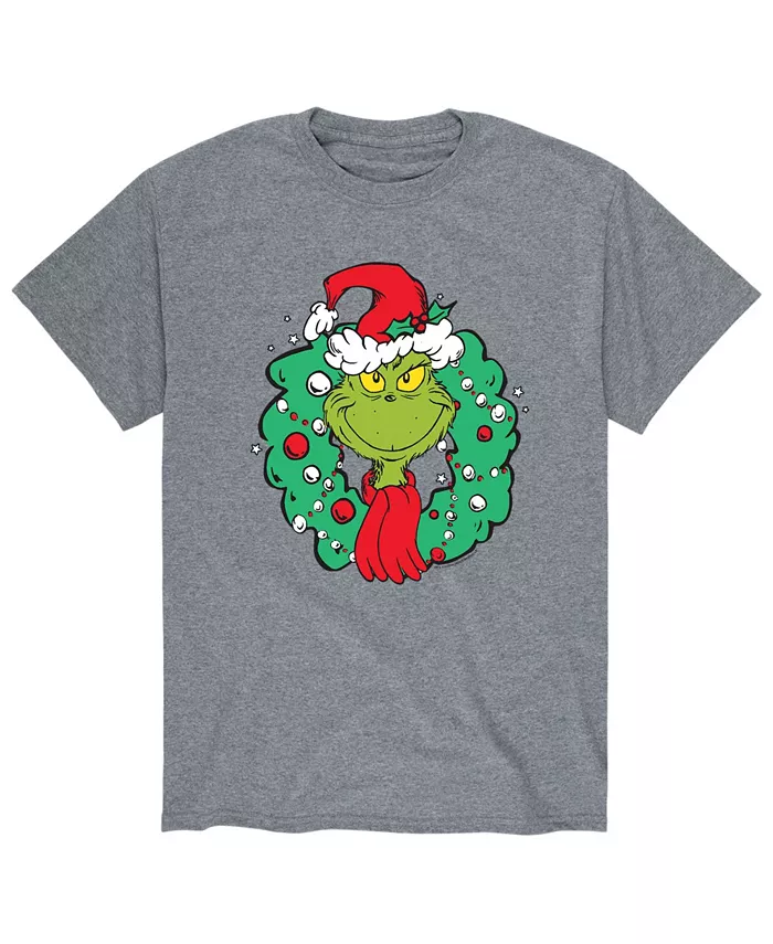 

Мужская футболка Dr. Seuss The Grinch Wreath AIRWAVES, серый