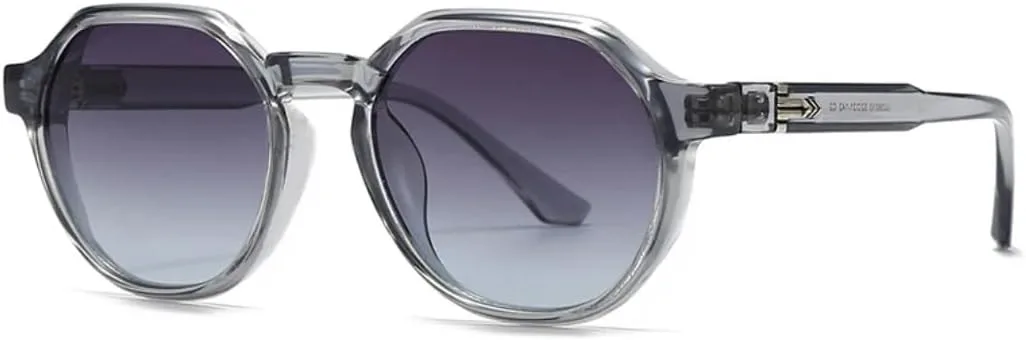 

Модные круглые панк-солнцезащитные очки для женщин с защитой от УФ-излучения UV400, ретро-стиль, заклепки, градиентные, мужские UATXTAU, Grey Grey Gradient