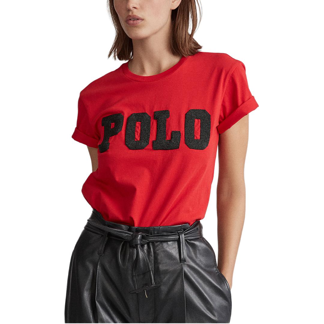 Обычная футболка женская Polo Ralph Lauren, красный — фото 3