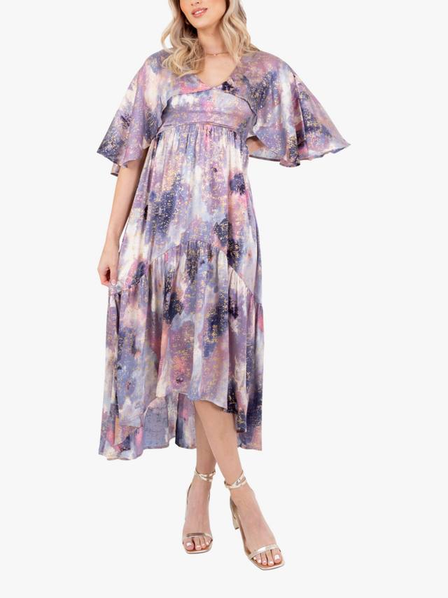 

Платье миди с рукавами ангела и мраморным принтом Lovedrobe