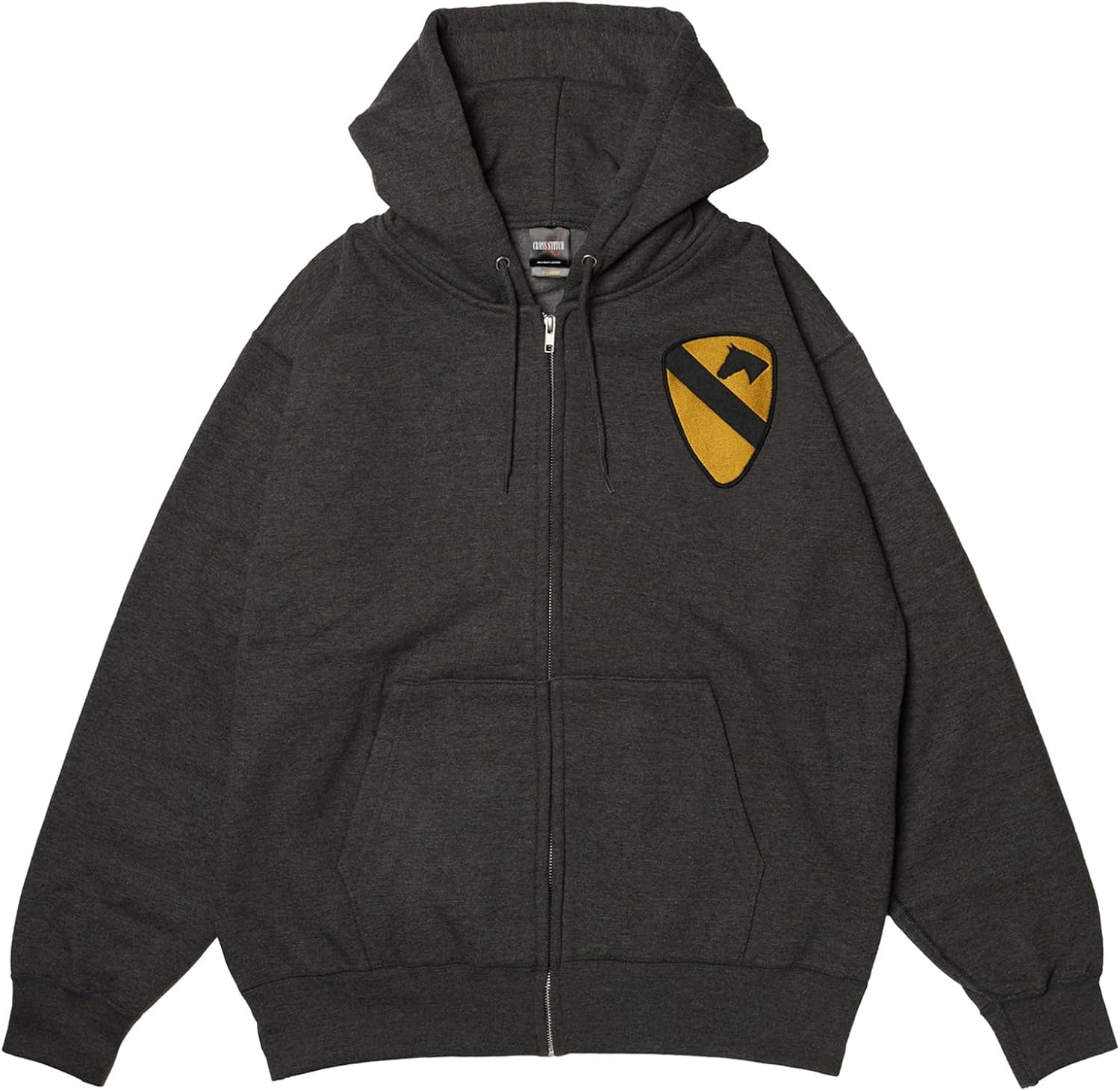 

Толстовка с капюшоном в стиле F, нашивка с гербом армии США, флисовая подкладка, толстовка на молнии, цвет угольно-серый F-Style