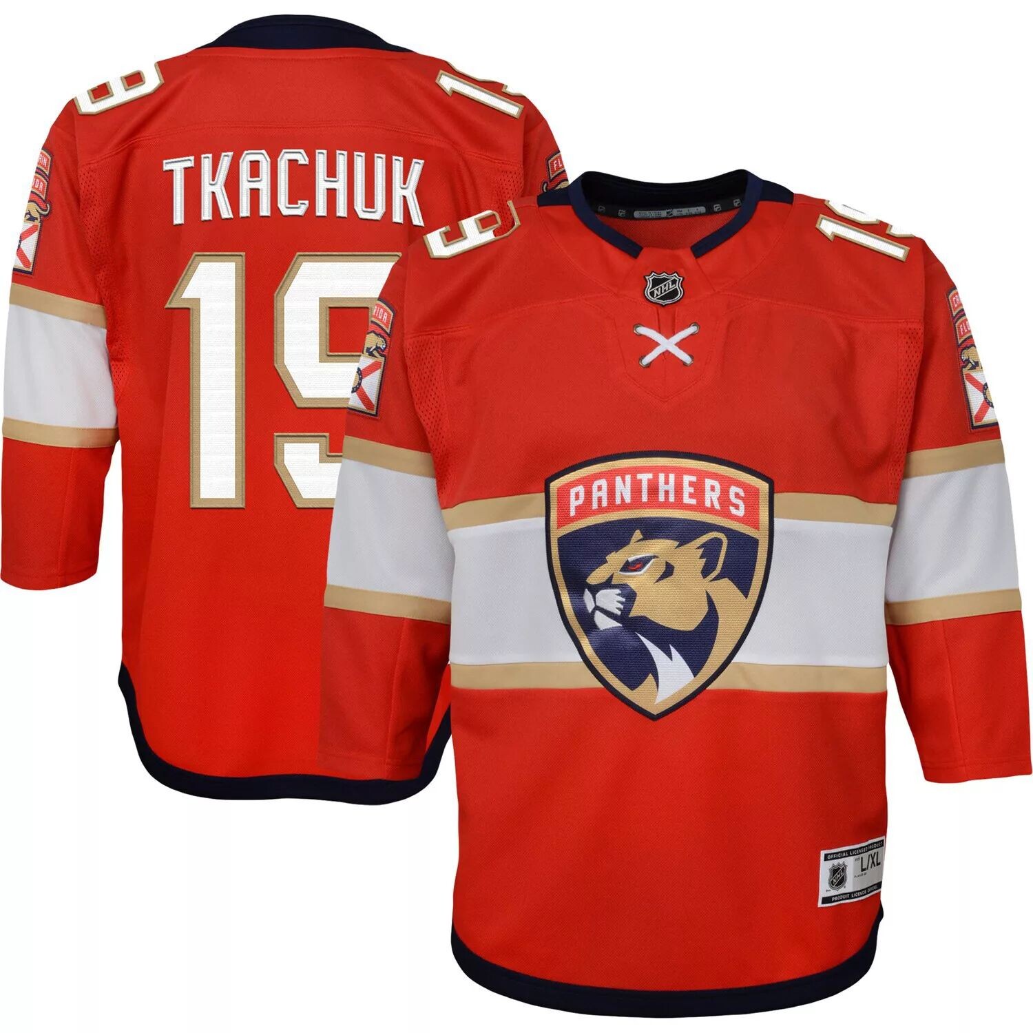Молодёжная футболка Мэтью Ткачука Red Florida Panthers, домашняя майка премьер-игрока Outerstuff