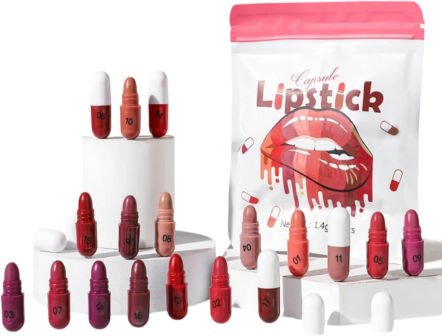 Мини-помада Multicolor Pharmaceutical Shape Permanent Gloss Lipstick, увлажняющая, 1 шт