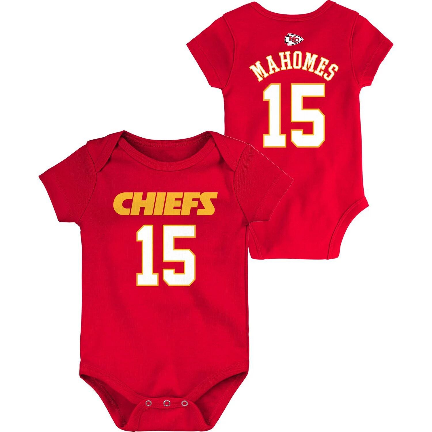

Младенческое боди Патрика Махоумса Red Kansas City Chiefs Mainliner с именем и номером Outerstuff