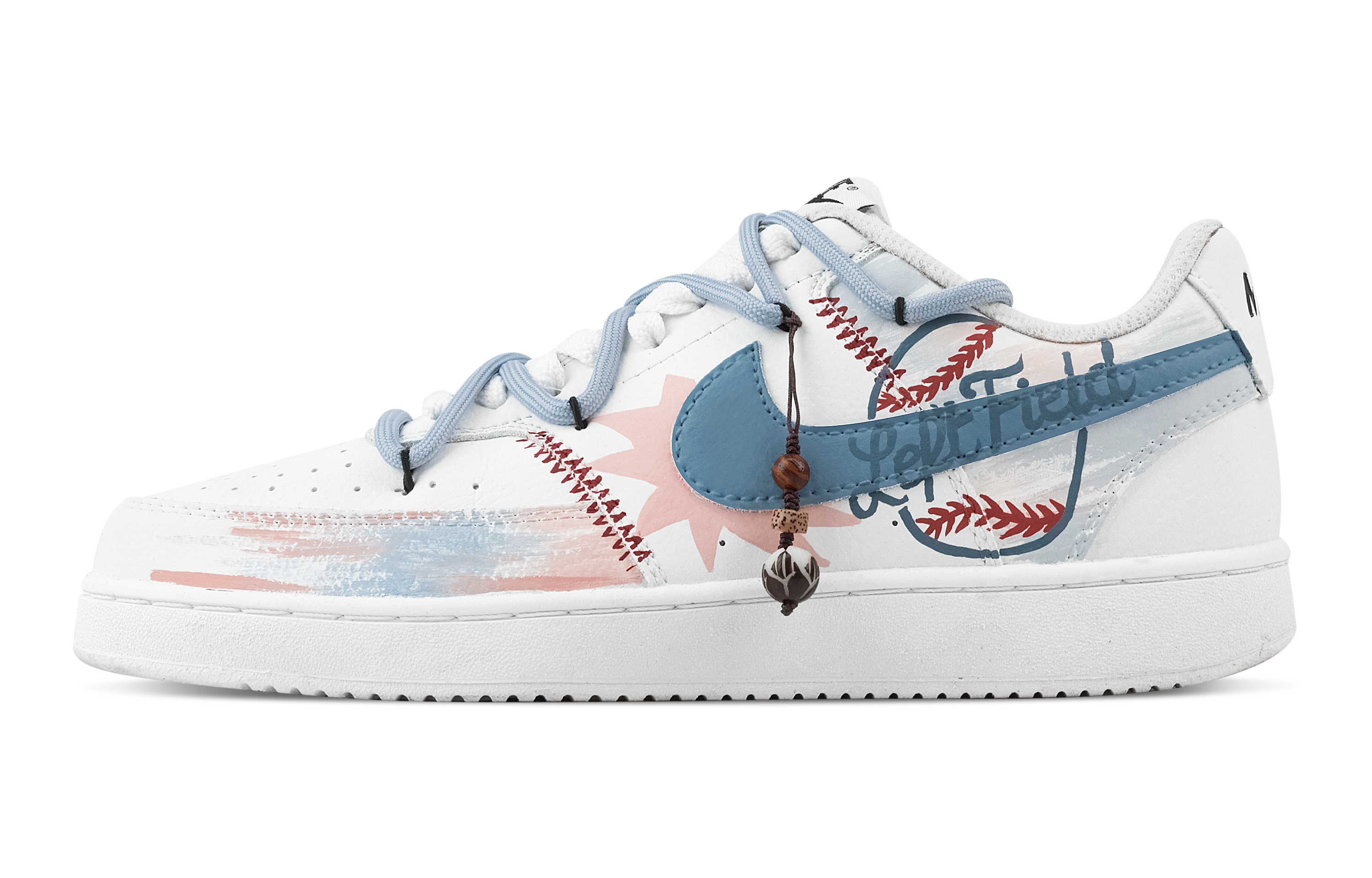 

Nike Бейсбольные кроссовки Court Vision 1 с низким верхом, устойчивые к истиранию, для скейтбординга, мужские, белые, синие