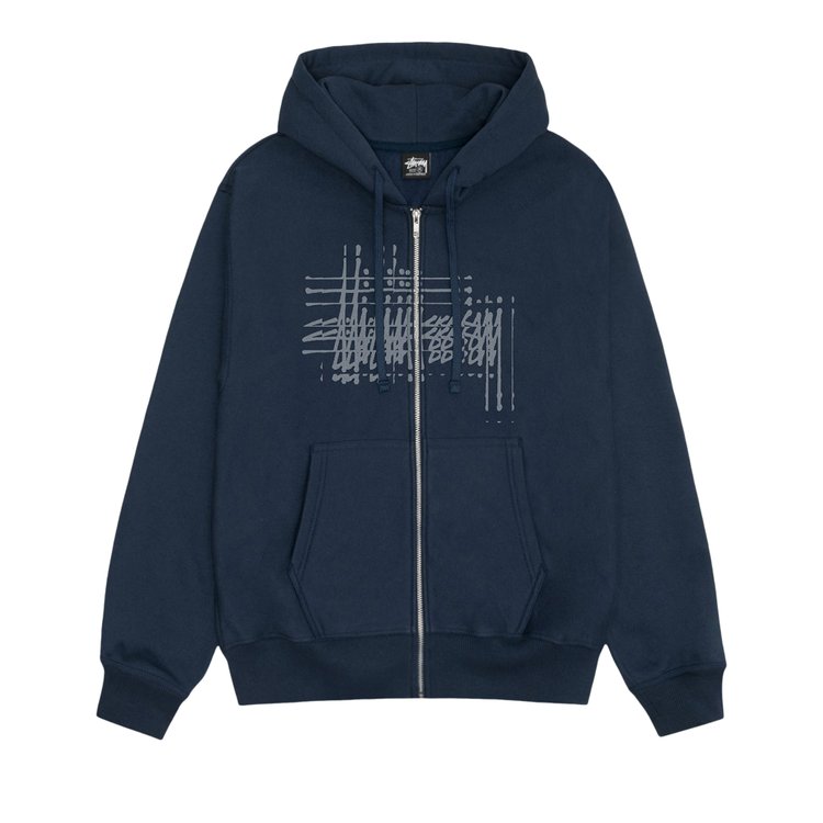 

Худи Stussy Refracted Zip Hoodie, темно-синий