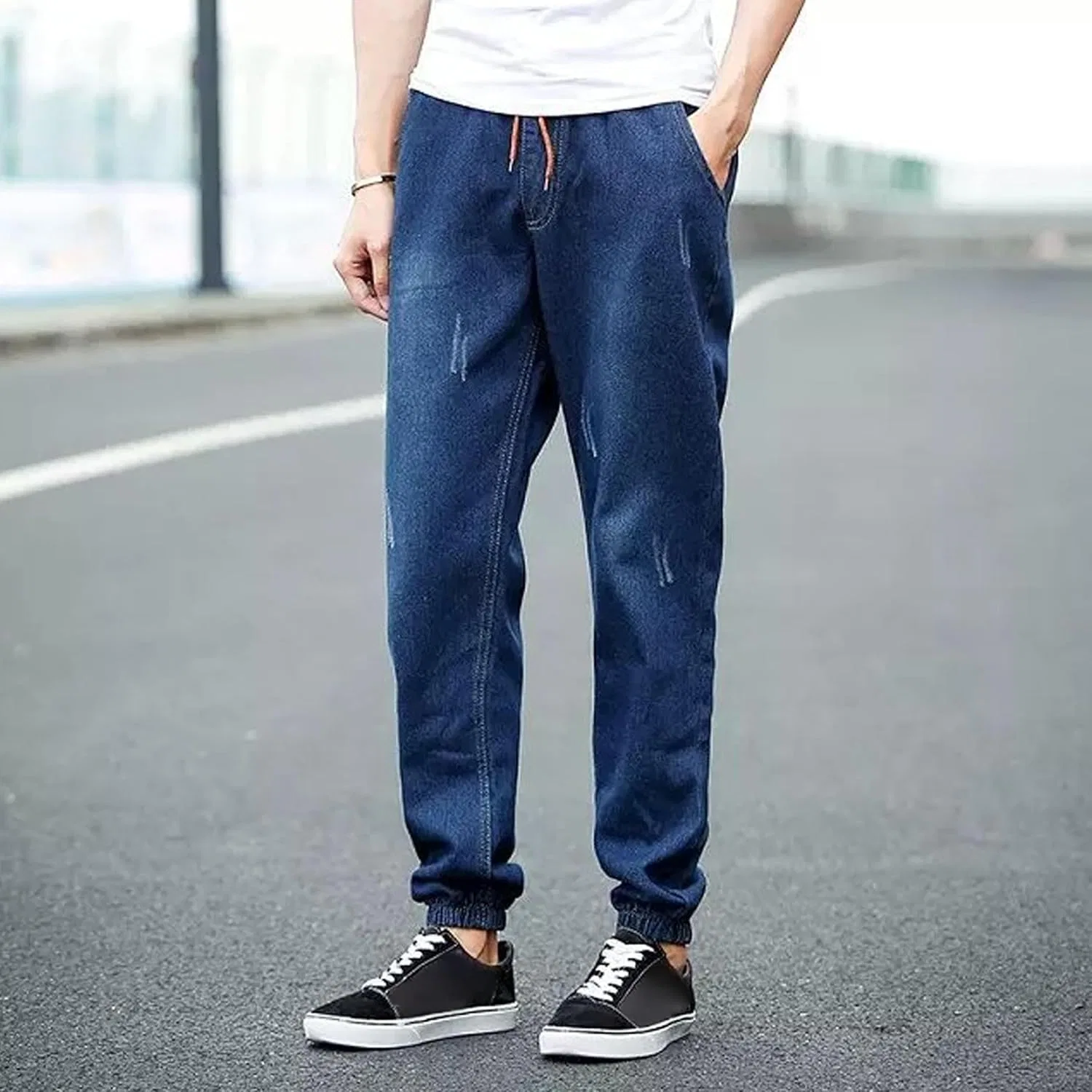 Джинсы Relaxed Fit темно-синие — фото 2
