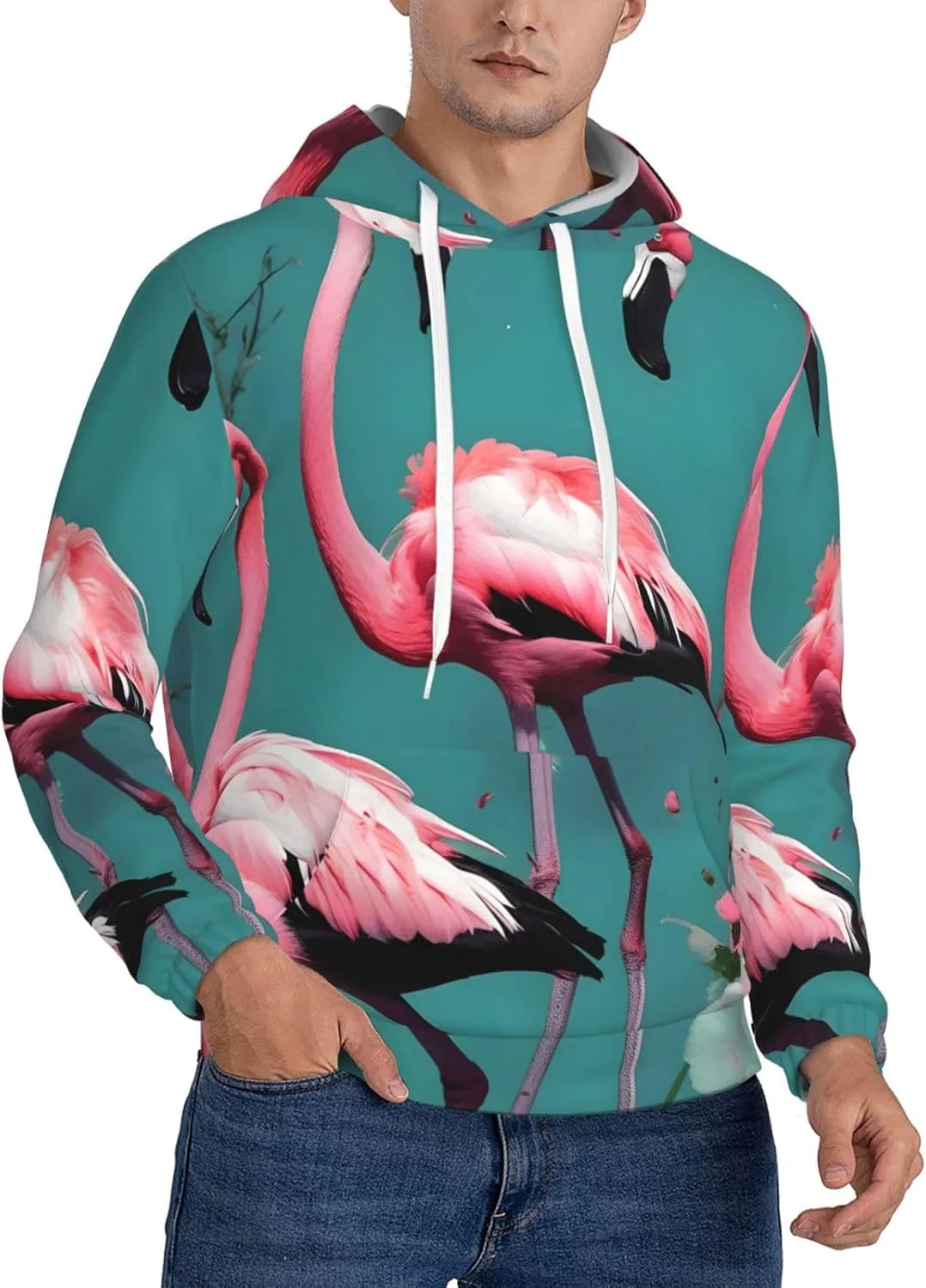 

Толстовка с капюшоном BaerK для мужчин, с принтом фламинго и цветами